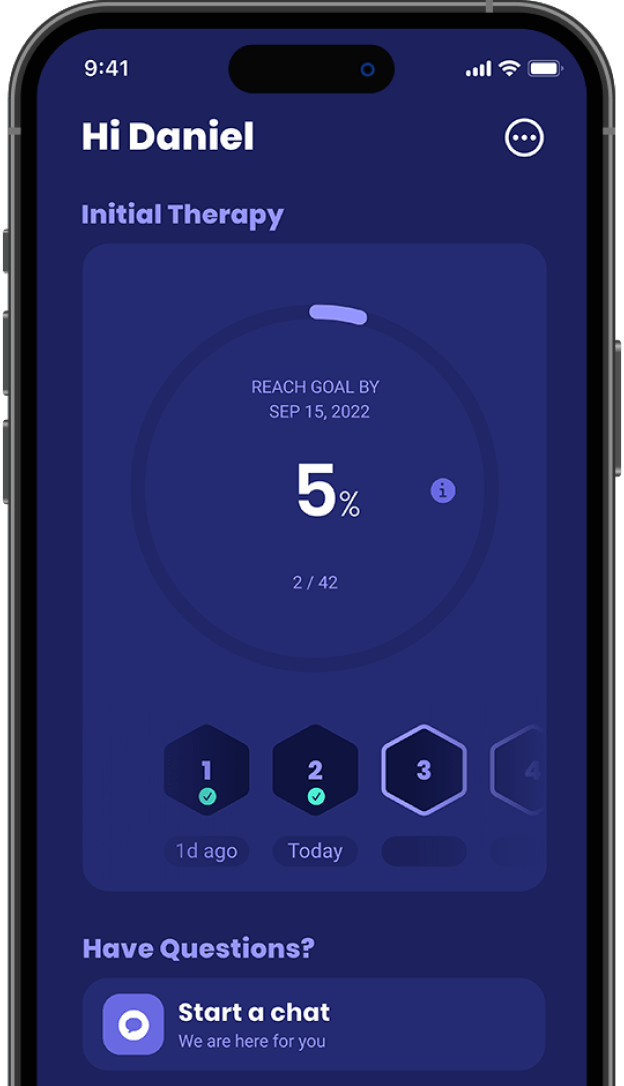 ExciteOSA companion app showing therapy progress